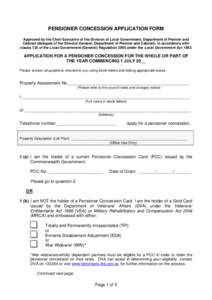 Pensioner Concession Application Form