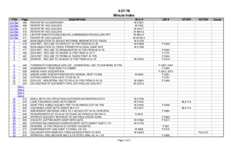 Minute Index ITEM EO Rpt EO Rpt EO Rpt