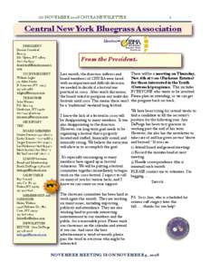 ☺☺ NOVEMBER 2008 CNYBA NEWSLETTER  1 Central New York Bluegrass Association Member✒