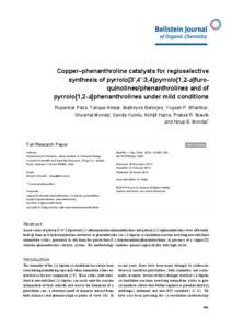 Copper–phenanthroline catalysts for regioselective synthesis of pyrrolo[3′,4′:3,4]pyrrolo[1,2-a]furoquinolines/phenanthrolines and of pyrrolo[1,2-a]phenanthrolines under mild conditions