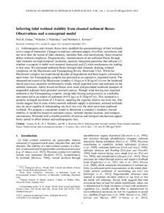 JOURNAL OF GEOPHYSICAL RESEARCH: EARTH SURFACE, VOL. 118, 1–14, doi:[removed]jgrf.20143, 2013  Inferring tidal wetland stability from channel sediment ﬂuxes: Observations and a conceptual model Neil K. Ganju,1 Nichola