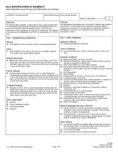 SELF-IDENTIFICATION OF DISABILITY  (see instructions and Privacy Act information on reverse)