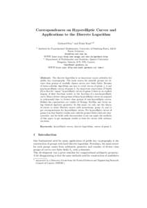 Correspondences on Hyperelliptic Curves and Applications to the Discrete Logarithm Gerhard Frey1 and Ernst Kani??2