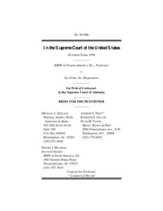 No[removed]In the Supreme Court of the United States OCTOBER TERM, 1994 __________ BMW OF NORTH AMERICA, INC., Petitioner