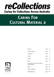 reCollections Caring for Collections Across Australia CARING FOR CULTURAL MATERIAL 2