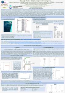 Bio-Argo floats : Data management in progress… Catherine Schmechtig 1,2*, Antoine Poteau 3,4, Hervé Claustre 3,4, Fabrizio D’Ortenzio 3,4, Justin Buck 5, Thierry Carval 6 1 Sorbonne Universités, UPMC Univ Paris 06,