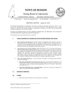 TOWN OF HUDSON Zoning Board of Adjustment J. Bradford Seabury, Chairman 12 School Street  ·