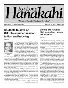 Hanakahi Ka Lono “News of People Working Together”  UNIVERSITY OF HAWAI‘I AT HILO