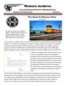 Western Archives Santa Fe Railway Historical & Modeling Society September and October 2014 Volume #5