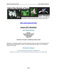 Native Plant Society of Texas                                                                                     Tyler Chapter N