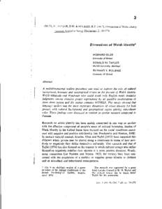 3 GILES, H., TAYLOR, D.N,I. & BOURHIS, R.yDimensions of welsh idenriry European Journal of Social Psycholog)r, 7, Dimensions of Welsh identity* HOWARD GILES