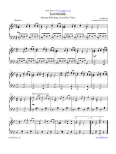 Sheet Music from www.mfiles.co.uk  Korobeiniki (Russian Folk Song, as used for Tetris) Moderato