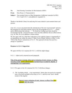 6JSC/BL/19/LC response October 2, 2014 Page 1 of 2 To:  Joint Steering Committee for Development of RDA