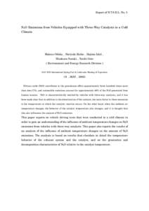 Report of N.T.S.E.L. No.３  N2O Emissions from Vehicles Equipped with Three-Way Catalysts in a Cold Climate  Matsuo Odaka，Noriyuki Koike，Hajime Ishii，