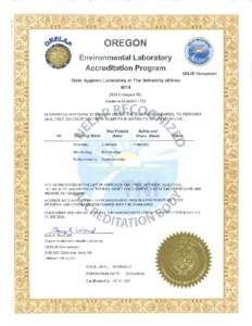 Oregon Environmental Laboratory Accreditation Program Department of Agriculture, Laboratory Division Department of Environmental Quality, Laboratory Division Oregon Health Authority, Public Health Division