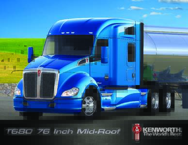 LOWER PROFILE. LESS WEIGHT. BETTER MILEAGE. WORLD-CLASS ACCOMMODATIONS. For lower-profile and weight-sensitive applications, the Kenworth T680 with a 76-inch mid-roof sleeper trims weight by 100 lbs. and optimizes fuel 