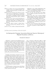 124  THE WILSON JOURNAL OF ORNITHOLOGY • Vol. 119, No. 1, March 2007 MARTIN, T. E[removed]A new view of avian life-history evolution tested on an incubation paradox. Proceedings of the Royal Society of London. Series