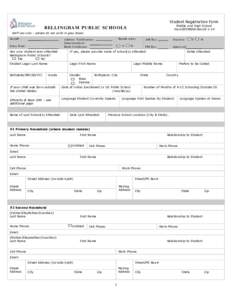 Student Registration Form Middle and High School BELLINGHAM PUBLIC SCHOOLS  Form205MSHS-Rev10-1-14