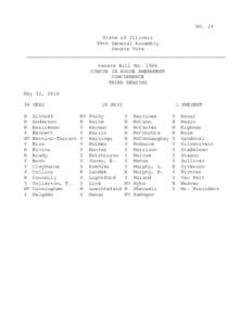 NO. 19 State of Illinois 99th General Assembly Senate Vote ___________________________________________________________________ Senate Bill No. 1564