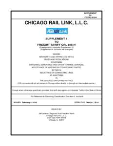 SUPPLEMENT TO FT CRL 815-H CHICAGO RAIL LINK, L.L.C.