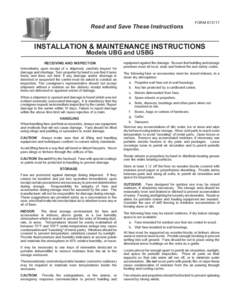 Read and Save These Instructions  FORM[removed]INSTALLATION & MAINTENANCE INSTRUCTIONS Models UBG and USBG