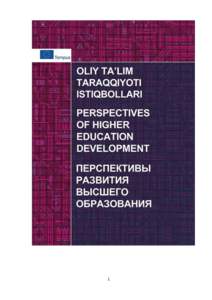 1  Оliy ta’lim taraqqiyoti istiqbollari: To‘plam/ Mas’ul muharrir M.A. Rahmatullayev . - Т.: ООО “E-LINE PRESS”, 2013. – 104 b. Tempus milliy ekspertlar guruhi tomonidan tayyorlangan mazkur ilmiy-uslubi