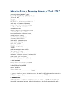 Minutes from - Tuesday January 23rd, 2007
