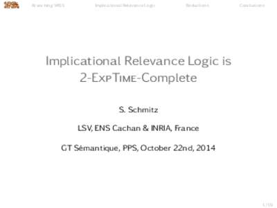 Branching VASS  Implicational Relevance Logic Reductions