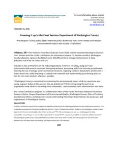 Pacific Northwest Pollution Prevention Resource Center practical solutions for economic and environmental vitality For more information, please contact: Jonathan Stumpf Communications Manager