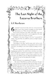 The Last Night of the  Lazarus Brothers C.J. Henderson