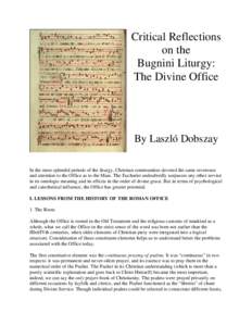 Critical Reflections on the Bugnini Liturgy