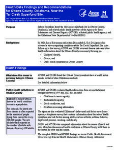 Tar Creek Superfund site / Oklahoma State Department of Health / Preterm birth / United States / Government / Medicine / Agency for Toxic Substances and Disease Registry / Environment of the United States / United States Public Health Service