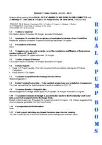 TENBURY TOWN COUNCIL[removed] – RE01 Mintues of the meeting of the REGAL, ENTERTAINMENTS AND PUMP ROOMS COMMITTEE held on Monday 18th June 2012 at 7.15 pm in the Pump Rooms, off Teme Street, Tenbury Wells.