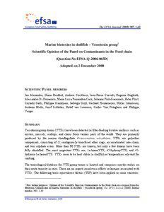 The EFSA Journal[removed], 1-62  Marine biotoxins in shellfish – Yessotoxin group1