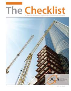 The Checklist A Quarterly Newsletter of the Building Commissioning Association[removed]First Quarter  In This