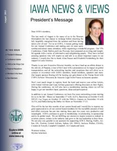 August[removed]President’s Message Dear IAWA members,  IN THIS ISSUE