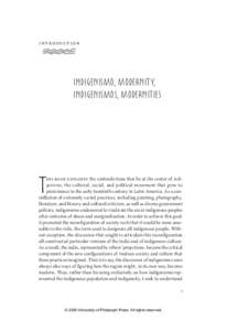 Indigenismo / Latin American culture / Bronze race / Clorinda Matto de Turner / Peru / Manuel González Prada / Modernity / Indigenism / Modernization / Americas / Nationalism / Sociology