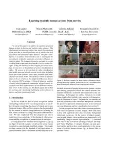 Learning realistic human actions from movies Ivan Laptev INRIA Rennes, IRISA   Marcin Marszałek