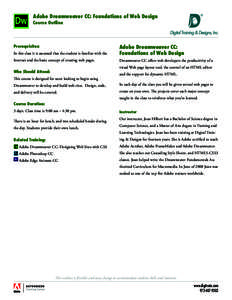 Adobe Dreamweaver CC: Foundations of Web Design  ® Course Outline