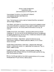 Franklin County Commissioners September 14, 2015 Commissioners/ Council Meeting Room 203 Commissioners: Tom Wilson, Tom Linkel and Eric Roberts