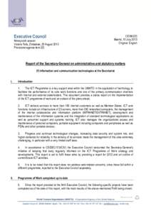 Executive Council  Ninety-sixth session Victoria Falls, Zimbabwe, 25 August 2013 Provisional agenda item 2(f)