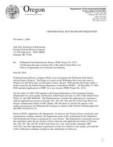 Portland metropolitan area / Willamette River / Oregon Department of Environmental Quality / Portland General Electric / Federal Energy Regulatory Commission / Willamette Falls / Oak Grove Hydroelectric Project / Bull Run Hydroelectric Project / Oregon / Geography of the United States / Willamette Valley