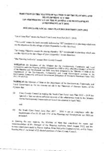 DIRECTION IN THE MATTER OF SECTION 31 OF TH]t~PLANNING AND DEVELOPMENT ACT[removed]AS AMENDED BY S.21 OF THE PLANNING AND D]~:VELOPMENT (AMENDMENT) ACT[removed]SOUTH CLARE LOCAL AREA PLAN[removed]DIRECTION 2012