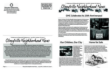 66 Chaffee Street, Providence, RI[removed]phone: [removed] • fax: [removed]email: [removed] web: www.olneyville.org  a Publication O f Olney ville Collaborative • July 2014 • Volume 10, Edition 1