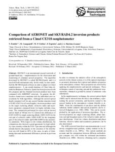 AERONET / Visibility / Almucantar / Colloidal chemistry / Root-mean-square deviation / Scattering / Rayleigh scattering / Particle-size distribution / Refractive index / Physics / Statistics / Atmospheric sciences