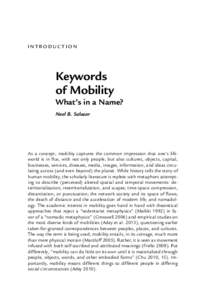 INTRODUCTION  Keywords of Mobility What’s in a Name? Noel B. Salazar