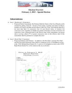 Election Overview February 3, 2015 – Special Election Political Subdivision 