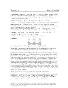 Hydrozincite  Zn5 (CO3 )2 (OH)6