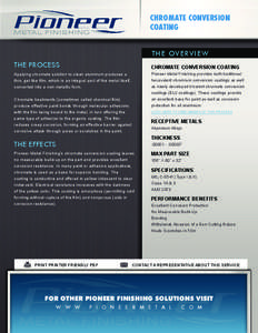 CHROMATE CONVERSION COATING T HE OV ERV IEW THE PROCESS  CHROMATE CONVERSION COATING