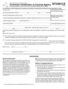 Form ST-220-CA: (6/06): Contractor Certification to Covered Agency: ST220CA